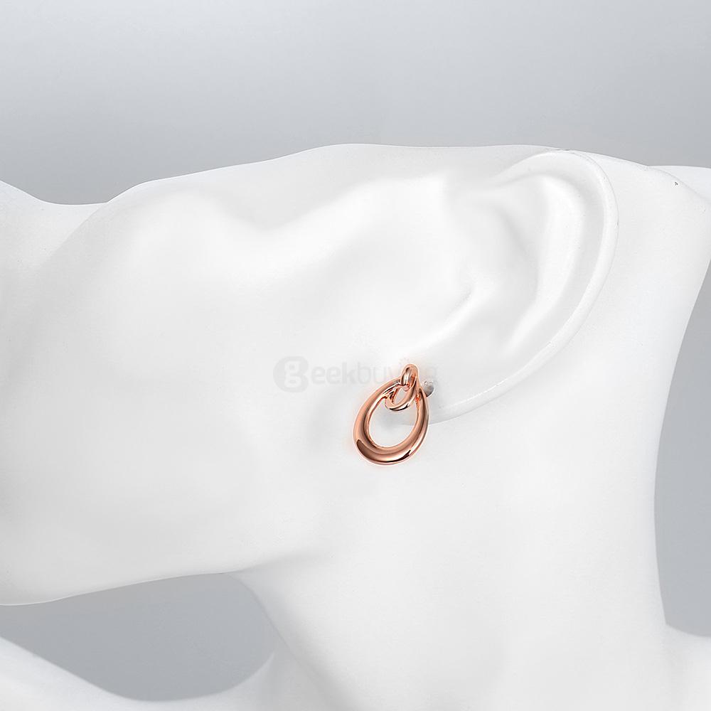 AKE019 Rose Gold Simple Fashionable Water Drop Shape Earrings