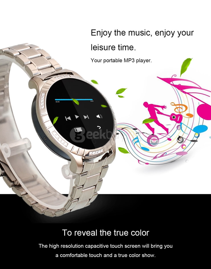KDTI K288 MTK6260 Bluetooth Watch Phone GSM Phone Heart Rate Monitor Sleep Monitor Remind Pedometer - Gray Rhinestone