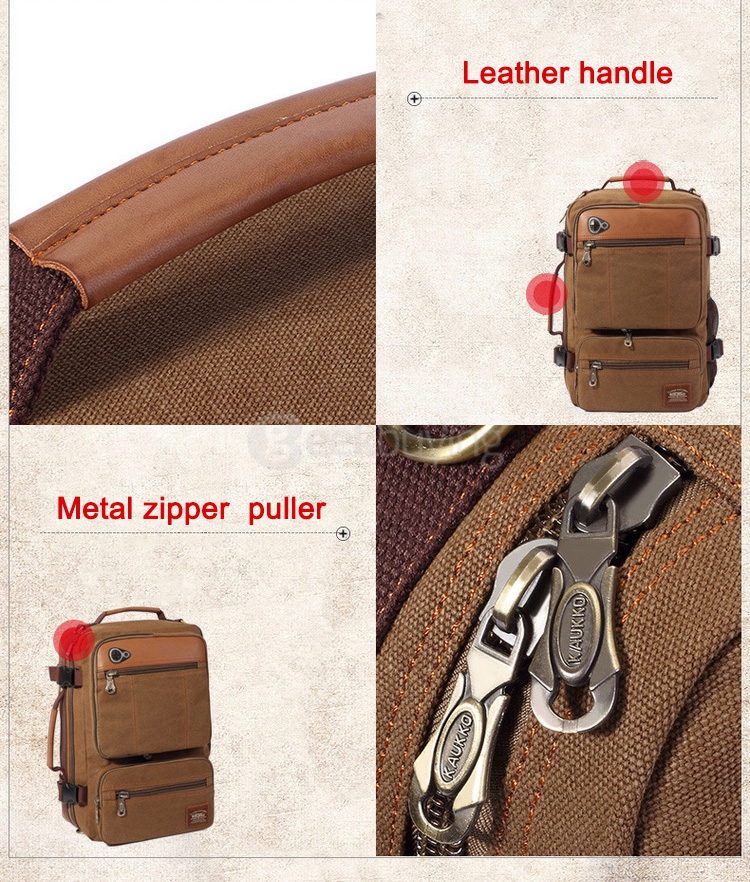 Kaukko XF210 Man Washed Canvas Shoulder Bag Outdoor Travel Bag Backpack - Khaki