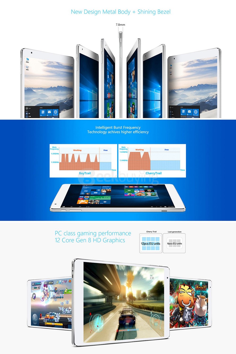 [Spain Stock]Teclast X98 Plus Dual OS Windows10 + Android 5.1 4GB/64GB 9.7 inch Tablet PC Intel Cherry Trail Z8300 Quad Core 1.84GHz IPS 2048*1536 HDMI - White