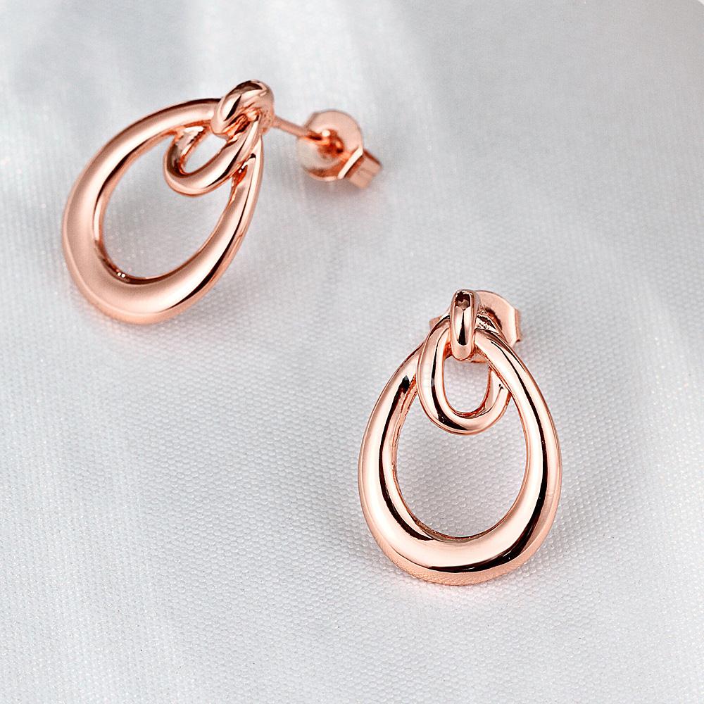 AKE019 Rose Gold Simple Fashionable Water Drop Shape Earrings