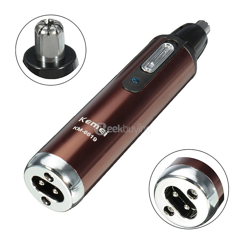 Kemei KM6619 Professional Rechargable Electric Nose Hair Trimmer Ear Hair Remover Epilator Eyebrows Clipper