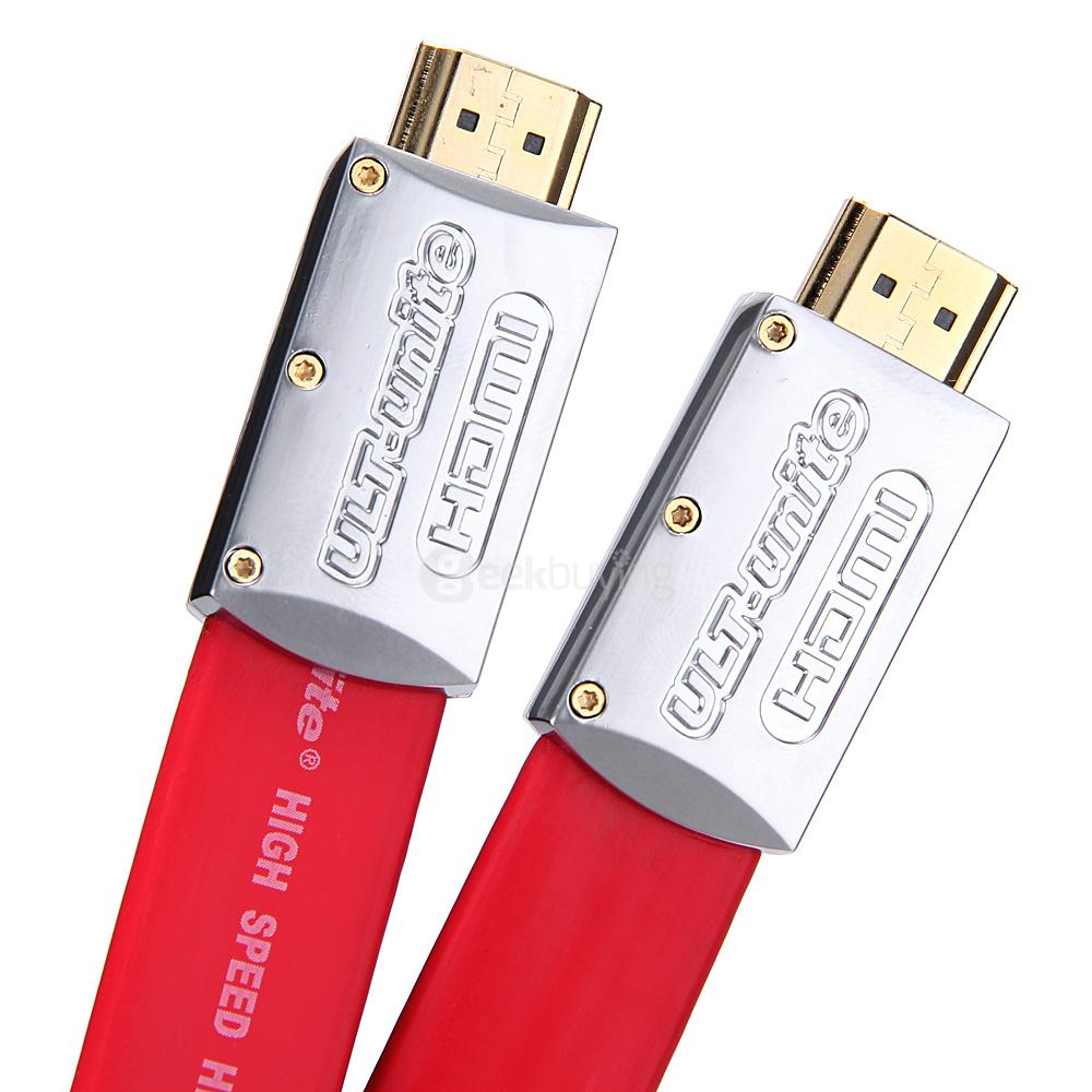 ULT-unite 8801-1102 Flat Wire Metal Head Standard V2.0 HDMI to HDMI Male to Male Cable 2M - Red