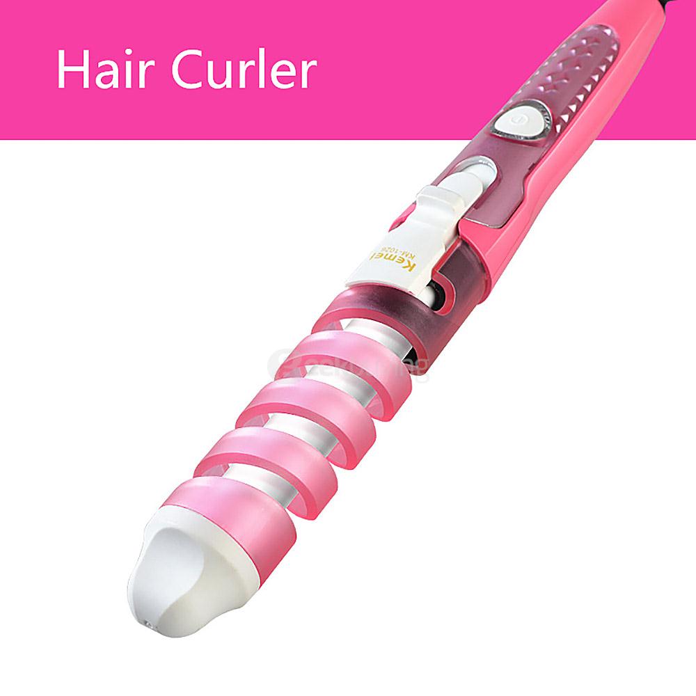 KM1026 Electric Spiral Hair Brush Tourmaline Ceramic Hair Curler