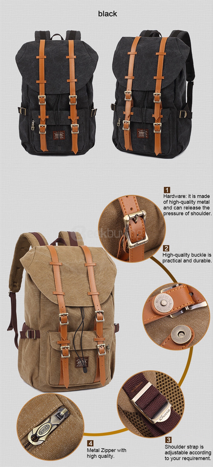 KAUKKO E5-1 Foreign Trading Waterproof Wear-resistant Travel Bag backpack - Khaki