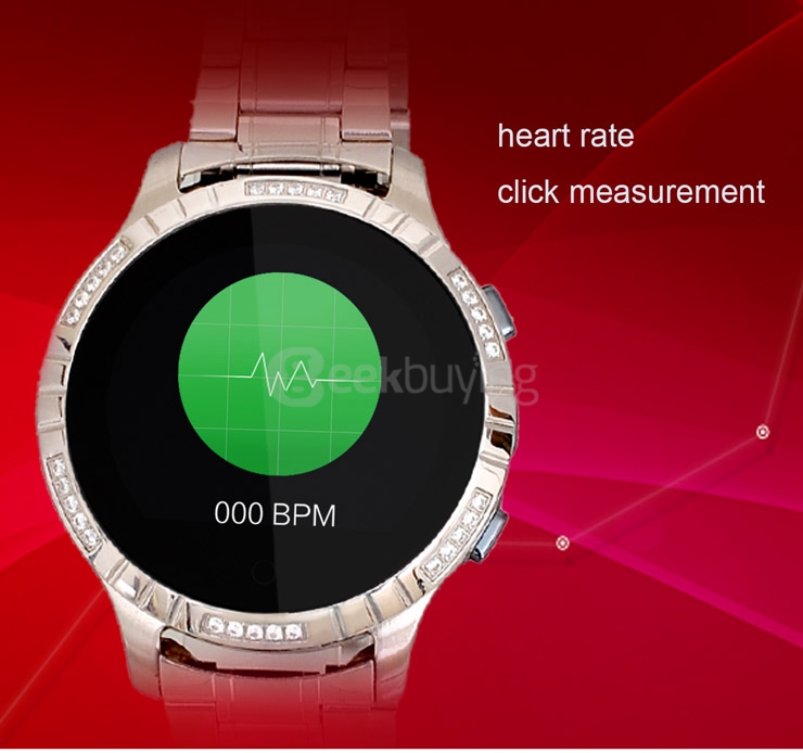 KDTI K288 MTK6260 Bluetooth Watch Phone GSM Phone Heart Rate Monitor Sleep Monitor Remind Pedometer - Gray Rhinestone