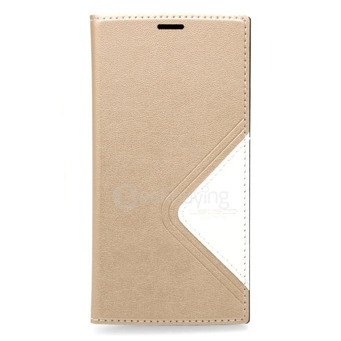 [HK Stock]Original Flip Cover Protective Case with Back Shell for LEAGOO ALFA 5 Smartphone - Gold