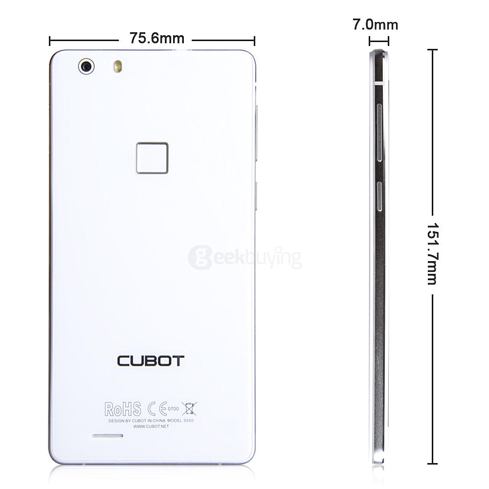 [HK Stock] CUBOT S550 5.5inch IPS HD 4G FDD-LTE Android 5.1 Smartphone 2GB 16GB 64-bit MTK6735 Quad Core 13.0MP Touch ID - White