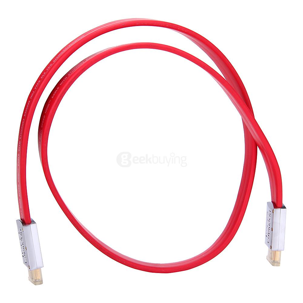 ULT-unite 8801-1102 Flat Wire Metal Head Standard V2.0 HDMI to HDMI Male to Male Cable 2M - Red