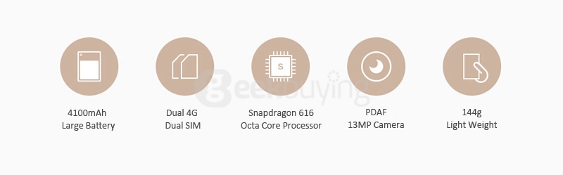 XIAOMI Redmi 3 5.0inch HD 4G LTE 2GB 16GB Smartphone Qualcomm Snapdragon 616 Octa Core 1.5GHz 4100mAh Battery - Plaid Gold