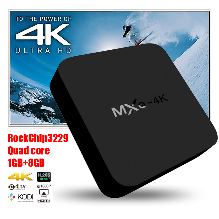 [Spain Stock]MXQ 4K RK3229 Smart TV Box KODI 15.2 Preinstalled Android 5.1 1G/8G H.264/H.265 10Bit WIFI LAN HDMI DLNA AirPlay Miracast
