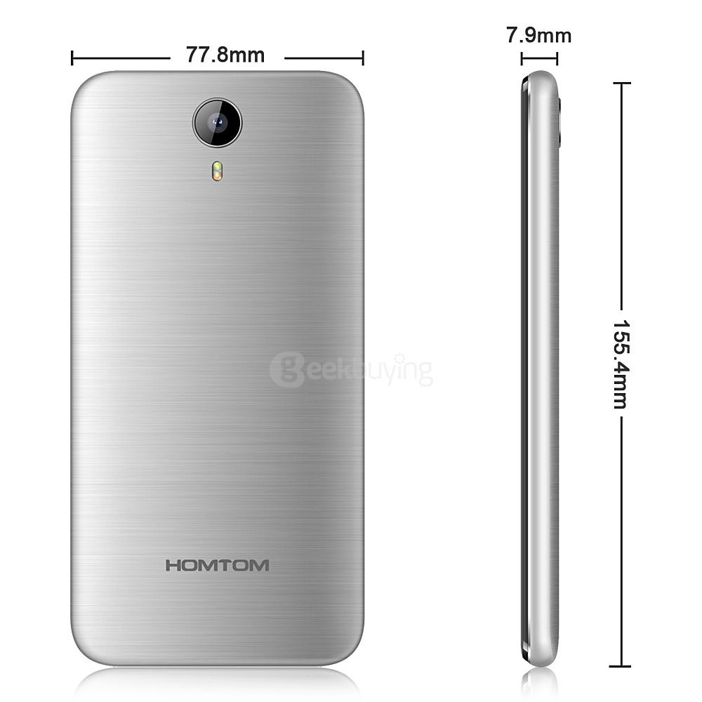 HOMTOM HT3 5.0inch 2.5D Arc Edge HD Screen Smartphone Android 5.1 1GB RAM 8GB ROM MT6580A Quad Core 3000mAh - Silver