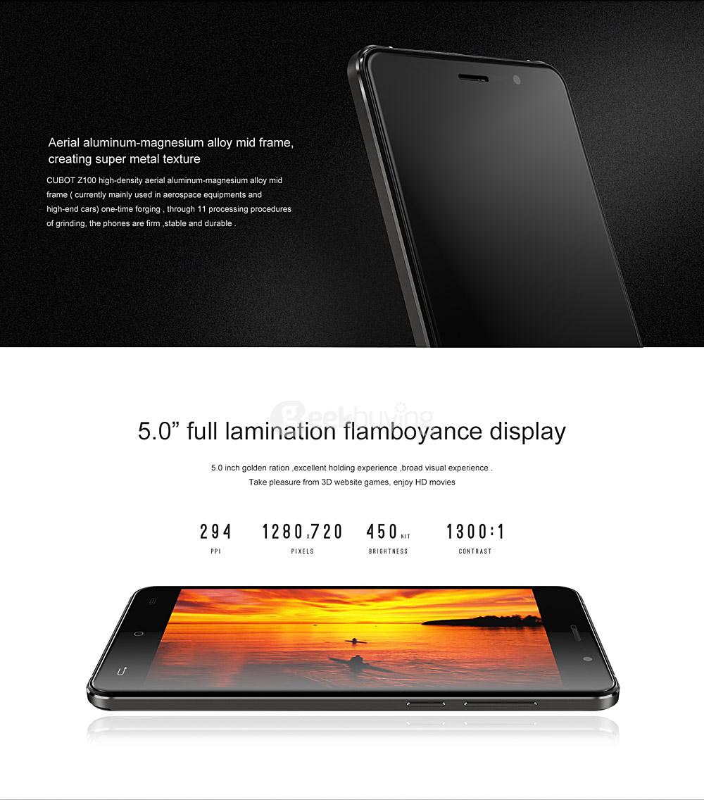 [HK Stock] CUBOT Z100 5.0inch HD 4G FDD-LTE Android 5.1 1GB RAM 16GB ROM Smartphone 64bit MTK6735P Quad Core IPS - White