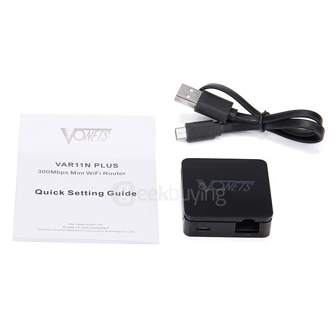 VONETS VAR11N PLUS 2.4GHz 300Mbps WiFi Router AP Server Wireless Network USB Power Mini WIFI Router - Black