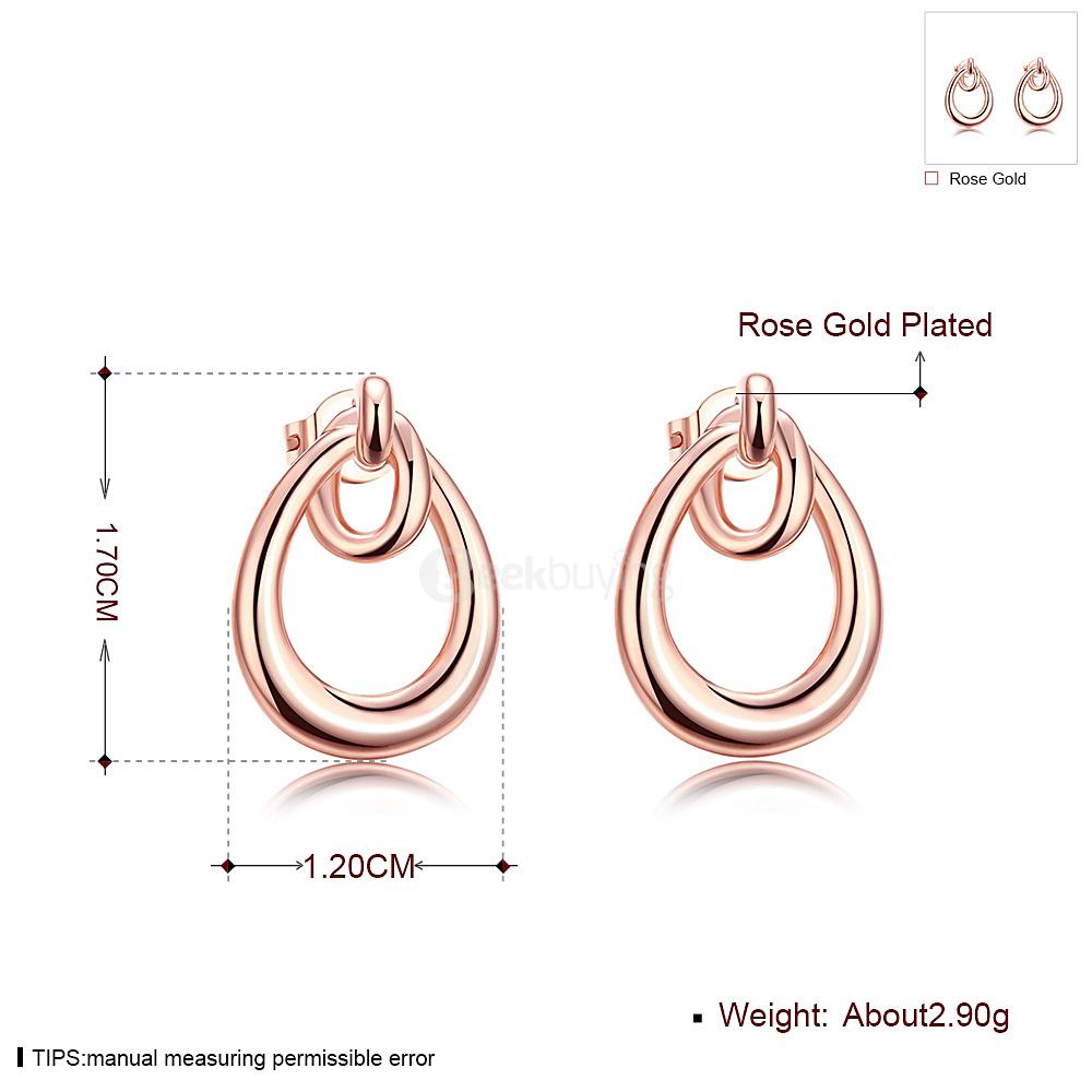 AKE019 Rose Gold Simple Fashionable Water Drop Shape Earrings