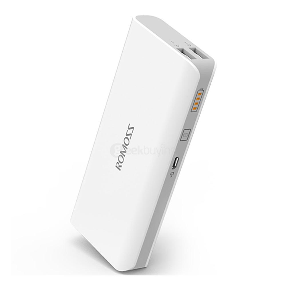 [Wholesale UPS Free Shipping] 50 pcs Original ROMOSS Sense4 Dual USB 10400mAh Power Bank Mobile Power Charger - White
