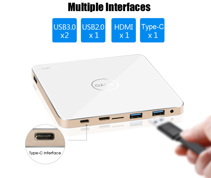 [Spain Stock]VOYO V3 Intel Cherry Trail X7-Z8700 Windows10 64Bit 4K Smart Mini PC 4G/128G WiFi Gigabit LAN Type-C Bluetooth 4.0