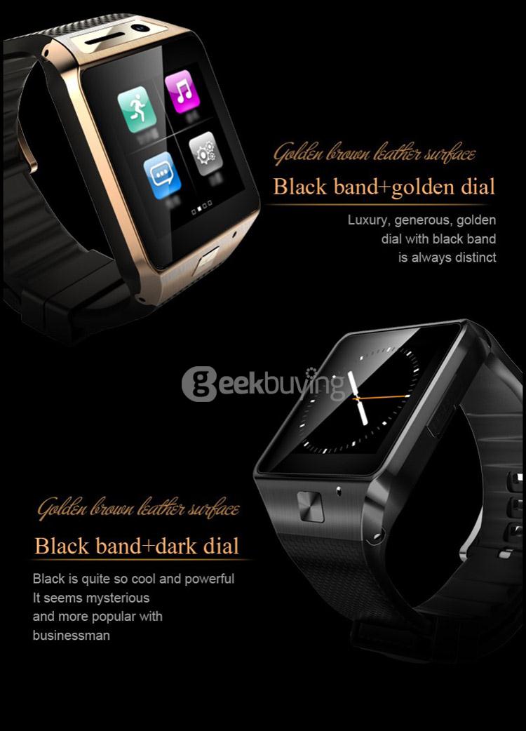 GV08S 1.54inch MTK6260A Smart Watch 2.0MP BT3.0 Memory Card and SIM Card Slot Pedometer For Android - Black