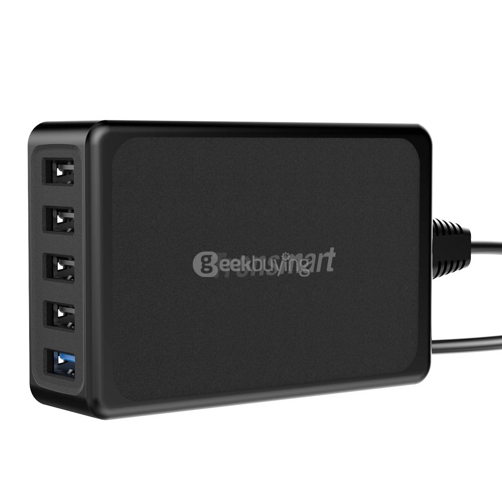 Bundle Tronsmart Quick Charge 3.0 USB Charger 1 Quick Charge Port and 4 VoltIQ Ports 54W EU Plug + Tronsmart [5 Pack] 6ft*1 & 3.3ft*3 & 0.3ft*1 Gold Plated Premium Micro USB Cable