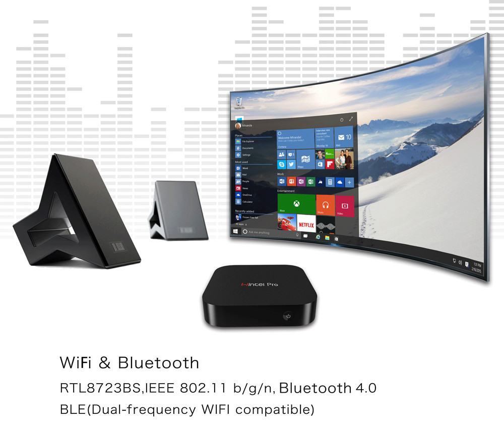 Wintel Pro W8 PRO Intel Z8300 Windows 10 4K MINI PC 2G/32G 802.11b/g/n LAN Bluetooth4.0 HDMI H.265