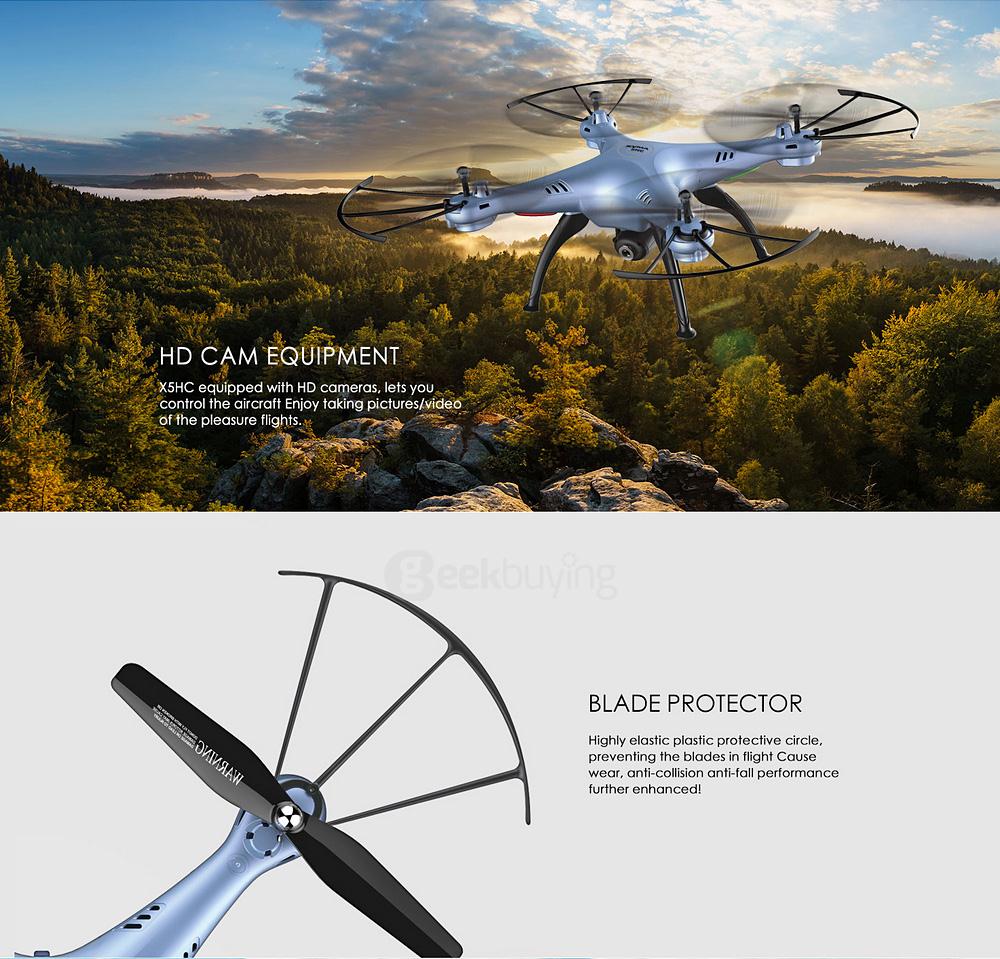 Syma X5HC With 2MP HD Camera 3D Roll Altitude Hold Headless Mode 2.4G 4CH 6Axis RC Quadcopter RTF - White