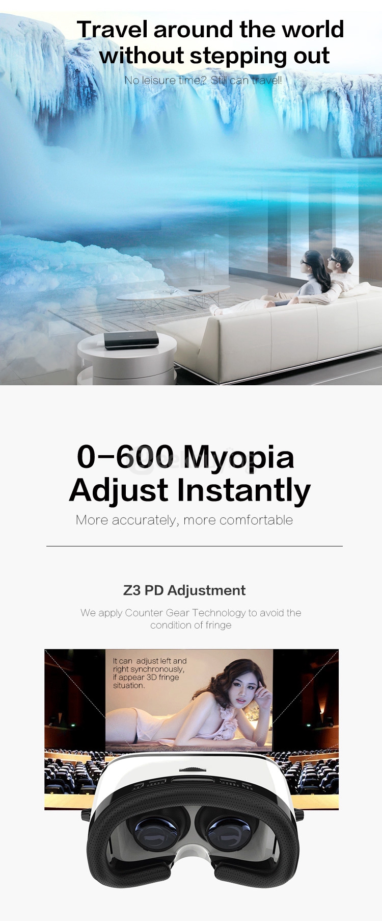 Xiaozhai Z3 BOBOVR VR Box 3D VR Virtual Reality Headset FOV95 Adjustable IPD 3D Movie Video Game Headset for 4 to 6 Inch Smartphone