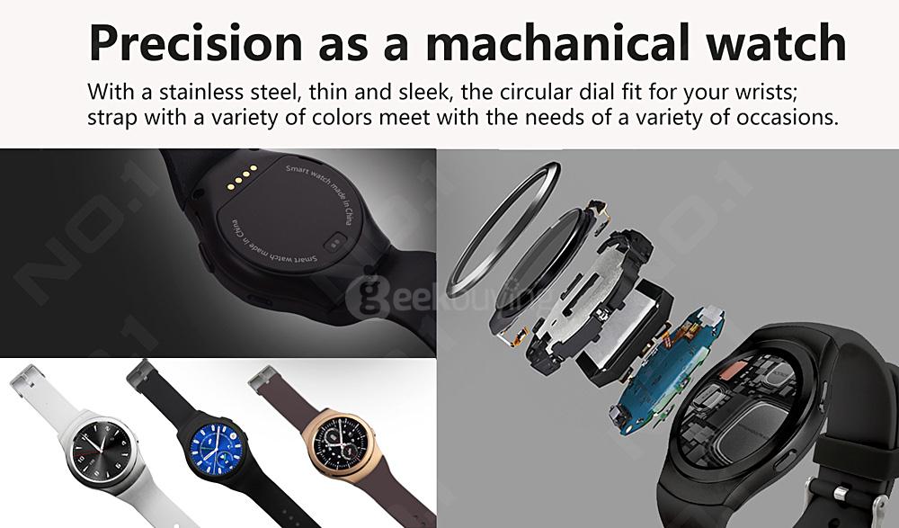 NO.1 G3 Bluetooth 4.0 Smart Watch Phone MTK2502 SIM GPRS Smartwatch Heart Rate Monitor Fitness Tracker Voice Chat Call SMS Reminder - Black