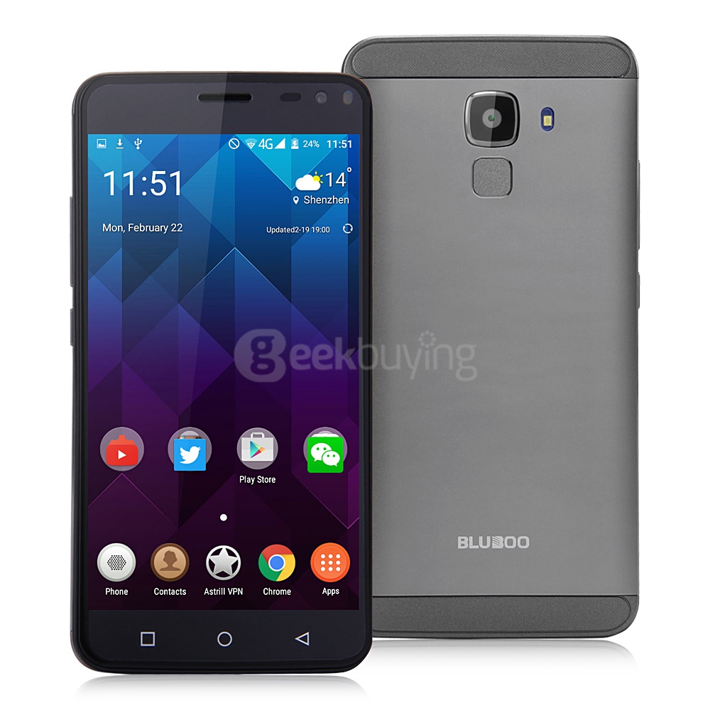 BLUBOO Xfire 2 5.0inch 2.5D IPS HD Screen 3G Smartphone Android 5.1 1GB 8GB MTK6580 1.2GHz Quad Core 8.0MP Touch ID - Black