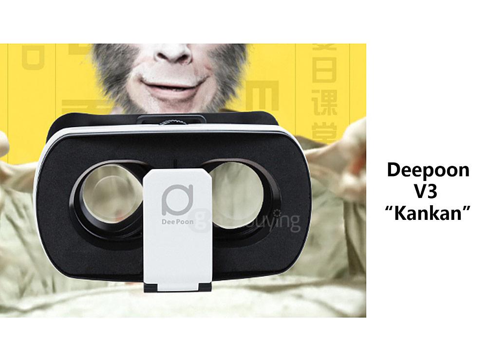 Deepoon V3 Immersive 3D Virtual Reality VR Headset FOV96 Adjustable IPD and Focus Video Game VR Headset with Bluetooth Remote Control for 4.7-5.7inches Smartphones