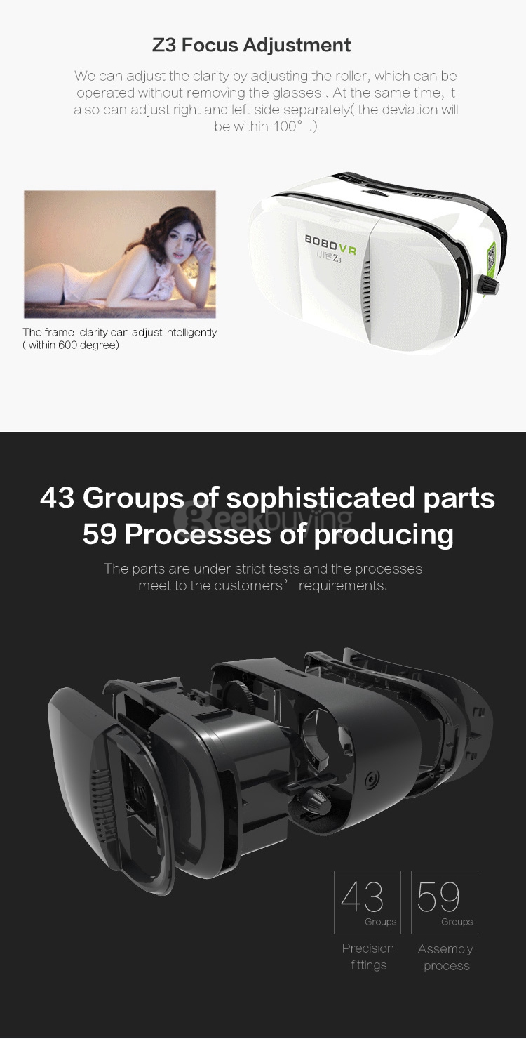 Xiaozhai Z3 BOBOVR VR Box 3D VR Virtual Reality Headset FOV95 Adjustable IPD 3D Movie Video Game Headset for 4 to 6 Inch Smartphone