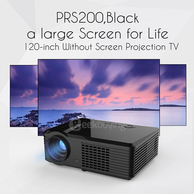 PRS200 Multifunctional Home Theater LED Projector 1500LM 800x480 with Keystone Correction for Desktop Laptop