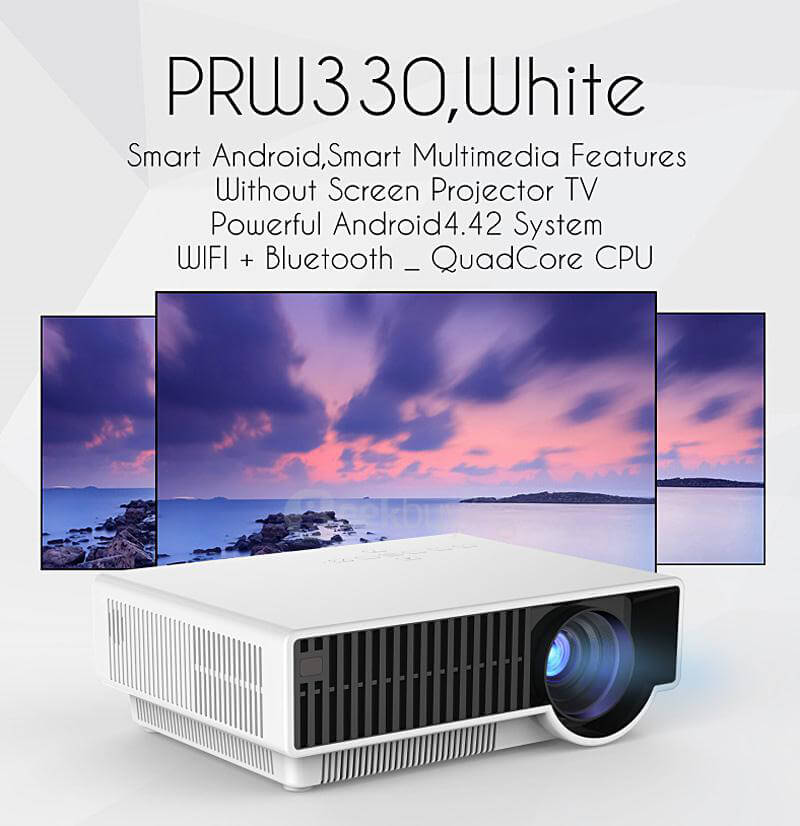 Vivibrgiht PRW330 Android 4.4 LCD Projector 2800LM 1280*800 Pixels 1GB/8GB 2.4GHz / 5GHz WiFi Bluetooth 4.0 HDMI Connectivity Support DLNA Miracast Airplay - White