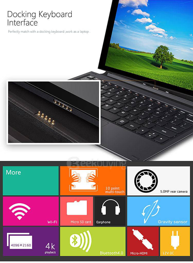 Teclast X3 Pro 2in1 Tablet Intel Skylake Core M3-6Y30 8GB RAM 128GB SSD 11.6 inch Windows10 OS Dual Core 2.2GHz IPS 1920*1080 - Black