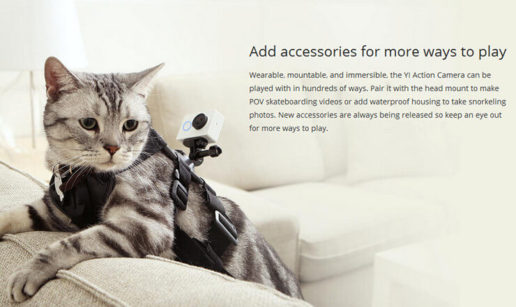 [HK Stock][Official US Edition] Xiaoyi Yi Action Camera Xiaoyi Z23L International Version Sports Camera WiFi BT4.0 16MPSony Sensor Ambarella A7LS 2Kp30 1080p60 HD 155 Degree Wide Lens - White