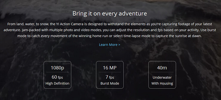 [HK Stock][Official US Edition] Xiaoyi Yi Action Camera Xiaoyi Z23L International Version Sports Camera WiFi BT4.0 16MPSony Sensor Ambarella A7LS 2Kp30 1080p60 HD 155 Degree Wide Lens - White