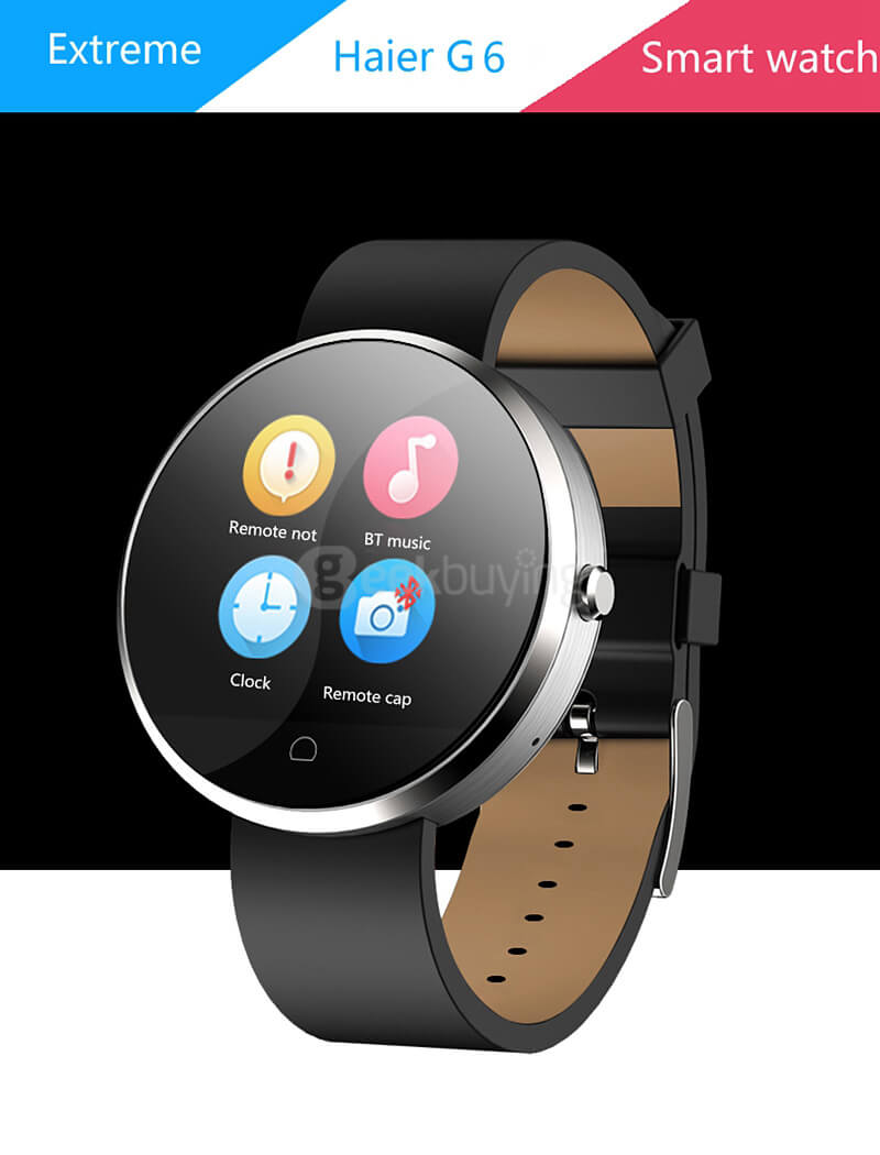 Haier G6 Bluetooth 4.0 Smart Watch MTK2502C Heart Rate Monitor Fitness Tracker Remote Camera 1.22