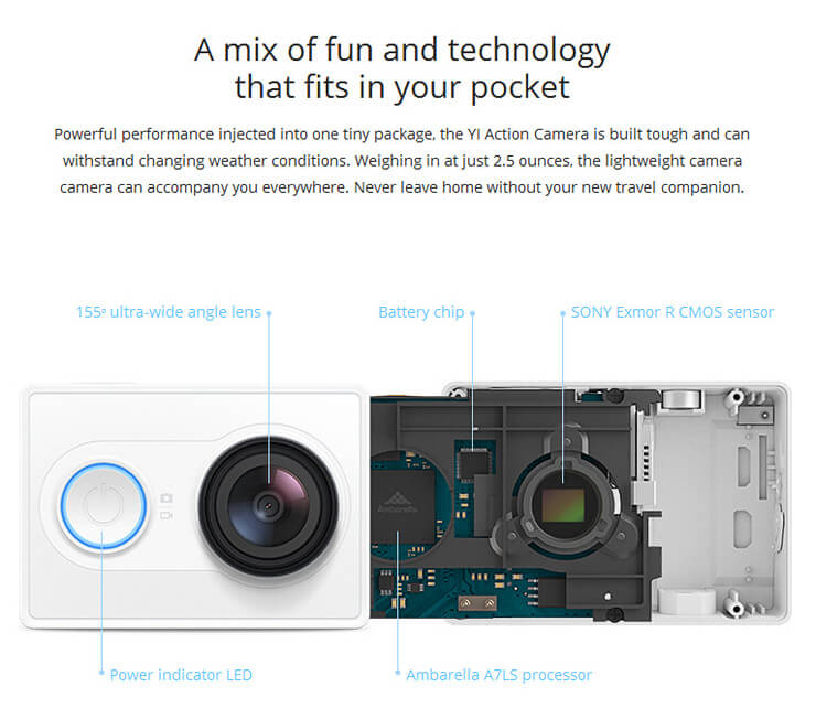 [Spain Stock][Official EU Edition] Xiaoyi Yi Action Camera Xiaoyi Z23L Sports Camera (White) + Original Xiaoyi Waterproof Case