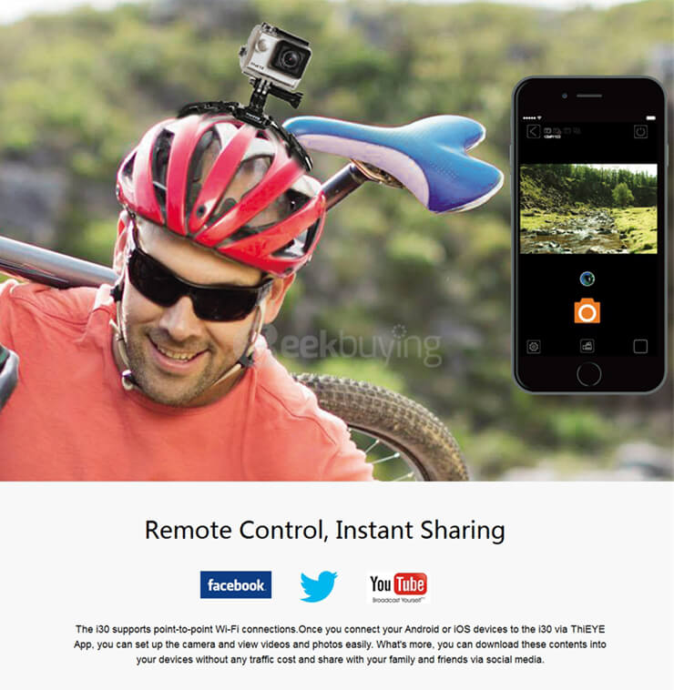 Original ThiEYE i30 WiFi Action Camera FHD 1080P 30fps 1.5