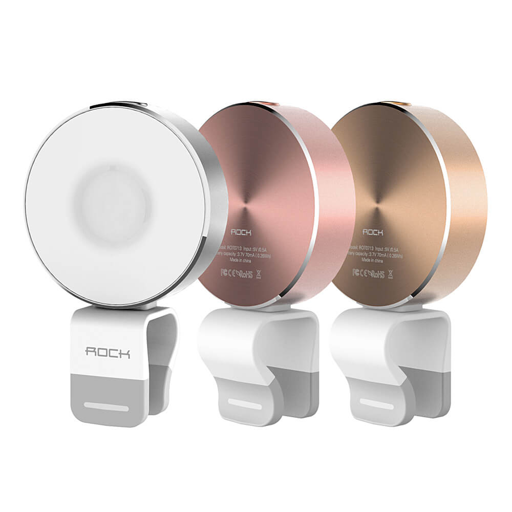 Rock Omi Phone Light LED Light For Photograph External Selfie Camera Light For Samsung Xiaomi iPhone Huawei- Rose Gold