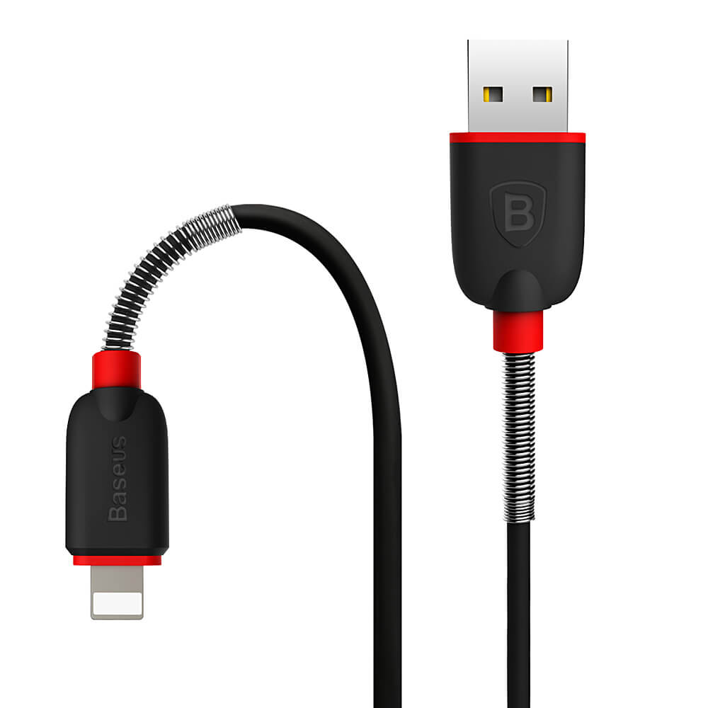 Baseus 1m Super Stretchy 8Pin Compatible Charging Cable For iPhone6S / Plus / 5s / iPad Air/iPad mini2/3 -Black&Red