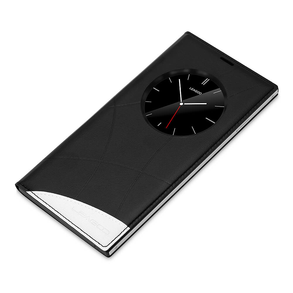 [HK Stock]Original Leather Case For LEAGOO ALFA 1 Smartphone Flip Cover Protective Case With Back Shell And Window - Black