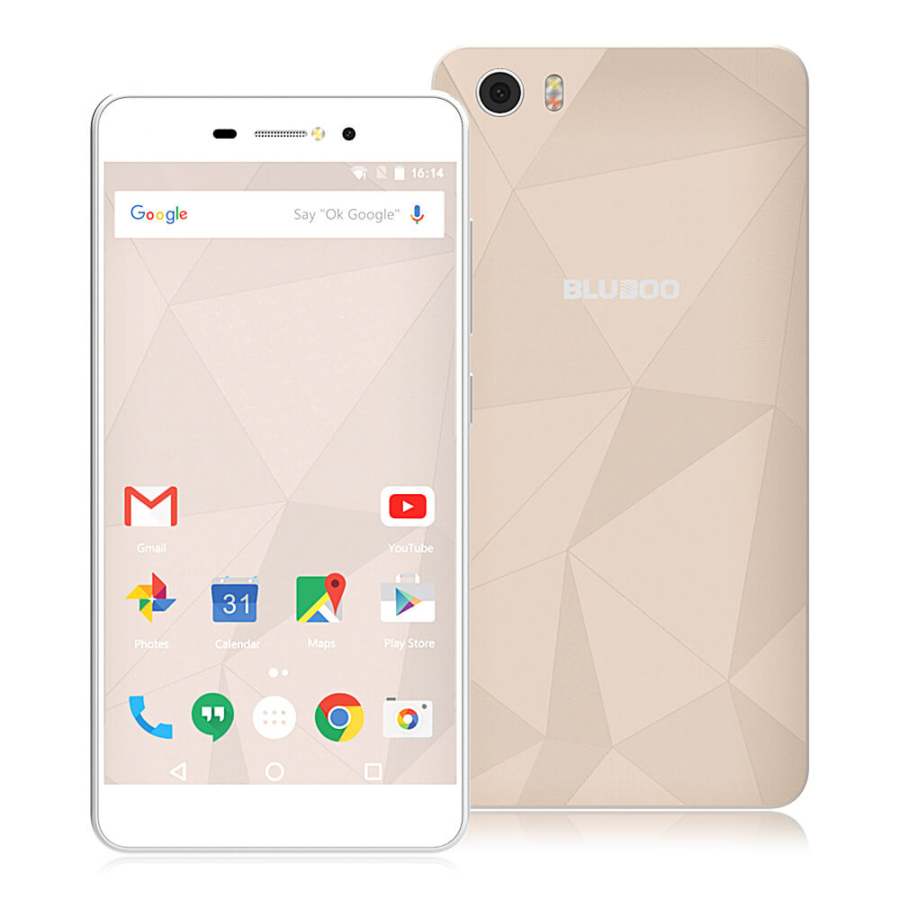 [HK Stock]BLUBOO Picasso 5.0inch IPS HD Android 5.1 Smartphone MT6580 Quad Core 2GB+16GB 3G GPS Dual 8.0MP Camera - Gold