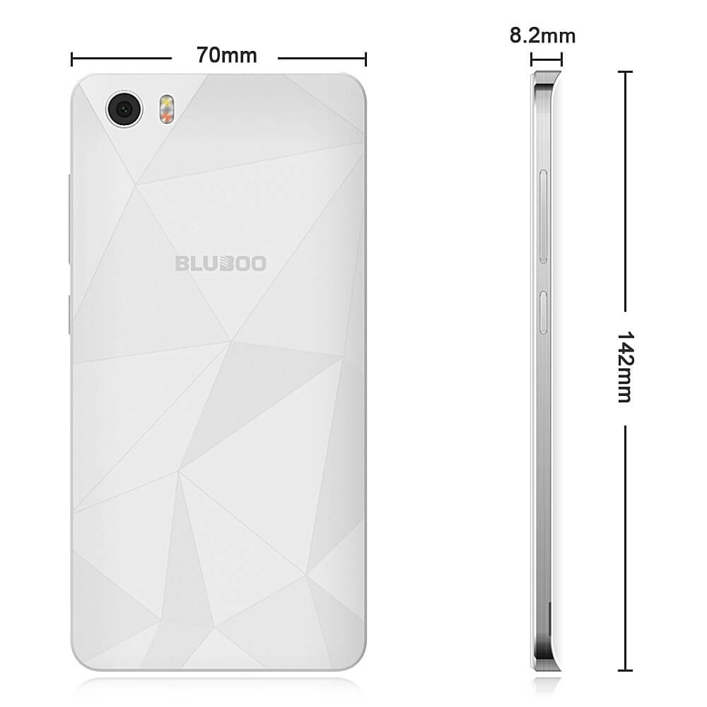 [HK Stock]BLUBOO Picasso 5.0inch IPS HD Android 5.1 Smartphone MT6580 Quad Core 2GB+16GB 3G GPS Dual 8.0MP Camera -White