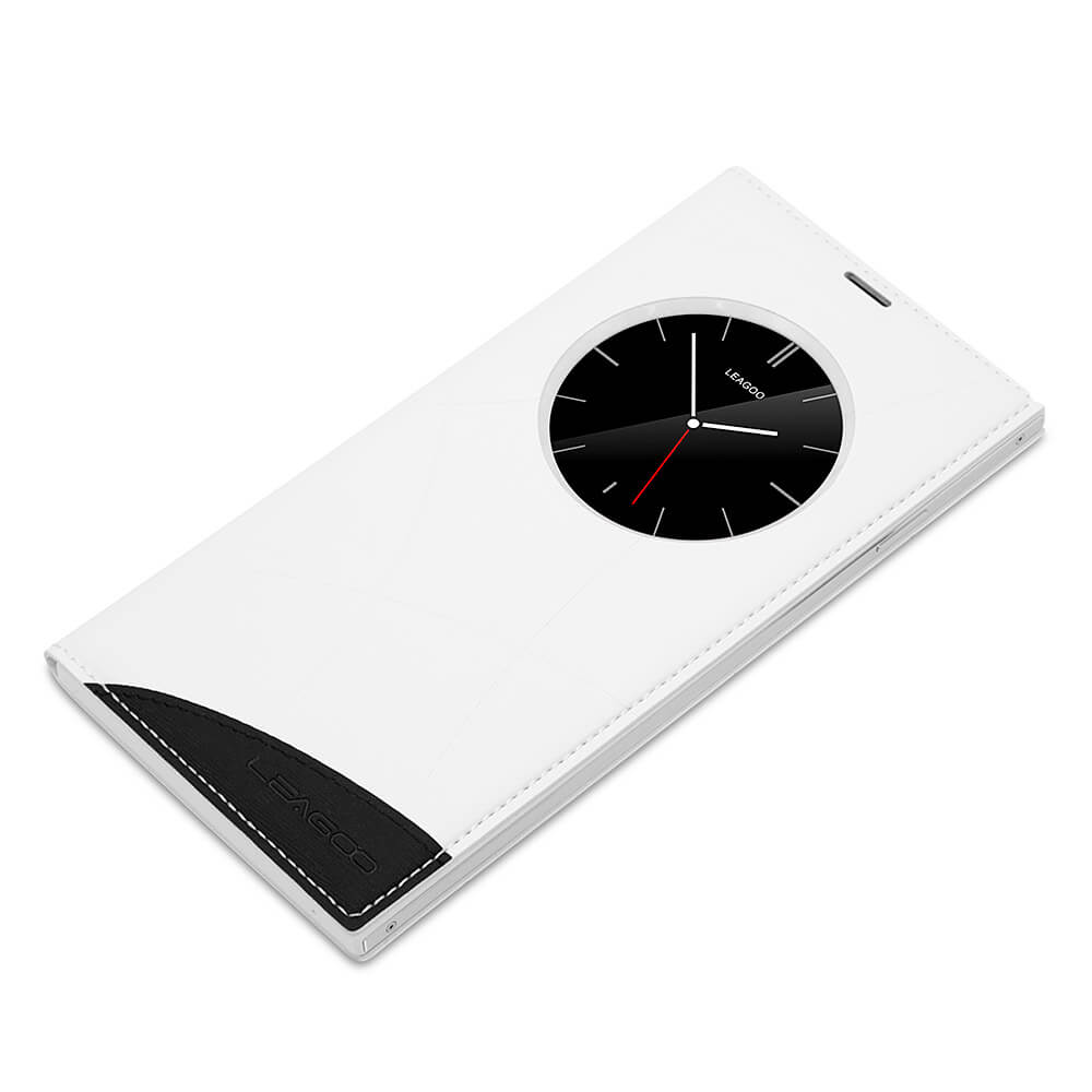 [HK Stock]Original Leather Case For LEAGOO ALFA 1 Smartphone Flip Cover Protective Case With Back Shell And Window - White