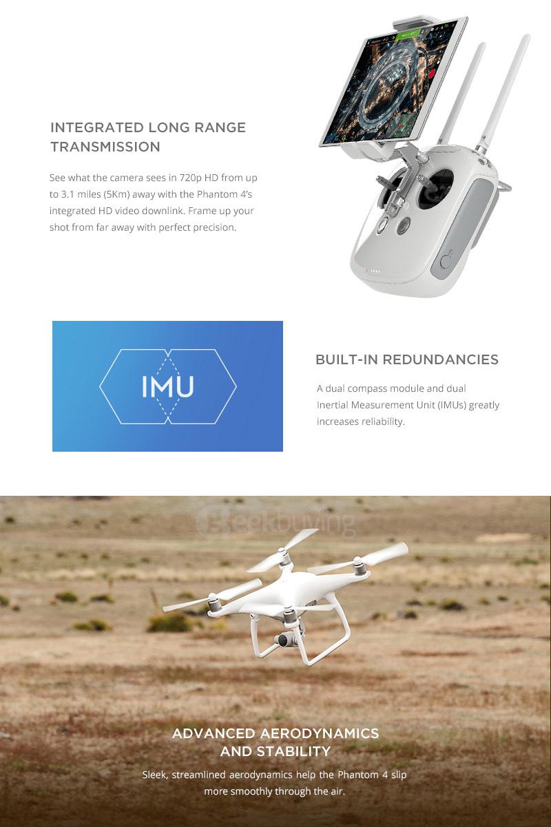 DJI Phantom 4 4K UHD Camera 5.8G FPV 20 m/s 94 Degrees FOV Sence and Avoid RC Quadcopter RTF