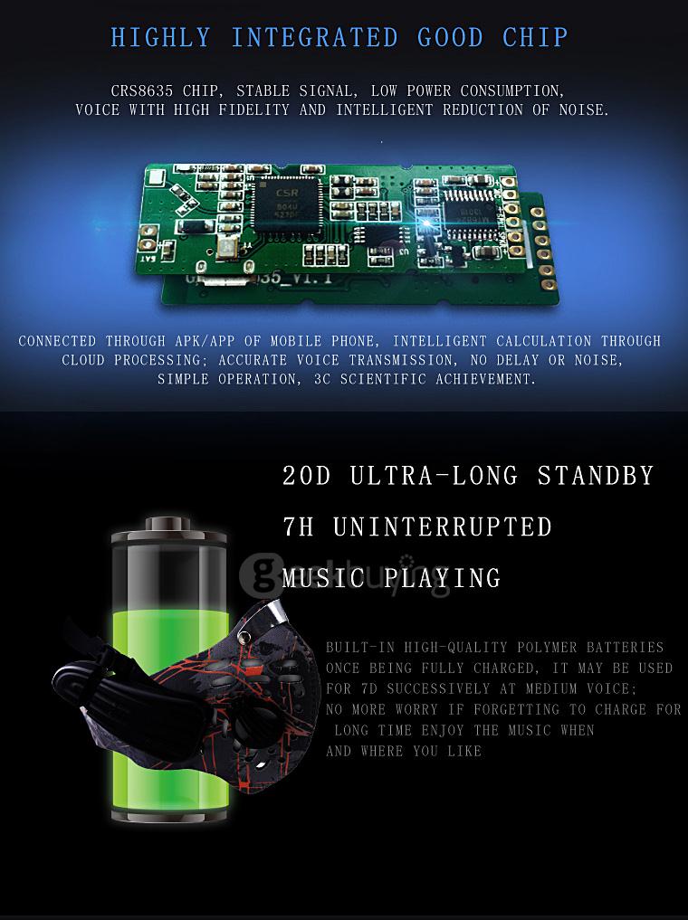 Original Digicare Wireless Bluetooth 4.0 Bone Conduction Headphones Anti-Pollution Mask