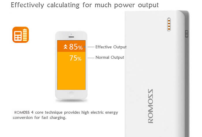 Original ROMOSS Sense9 3 USB 25000mAh Power Bank Mobile Power Charger with Digital Display - White