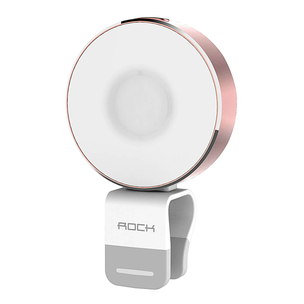 Rock Omi Phone Light LED Light For Photograph External Selfie Camera Light For Samsung Xiaomi iPhone Huawei- Rose Gold