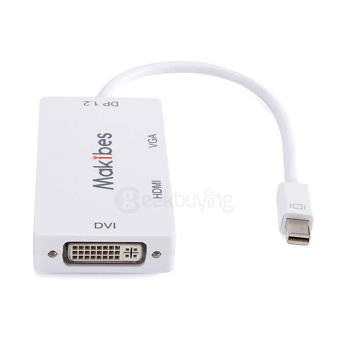 [HK Stock] Makibes MDP12-DHV Multi-function Mini DP To DVI/HDMI/VGA Adapter - White