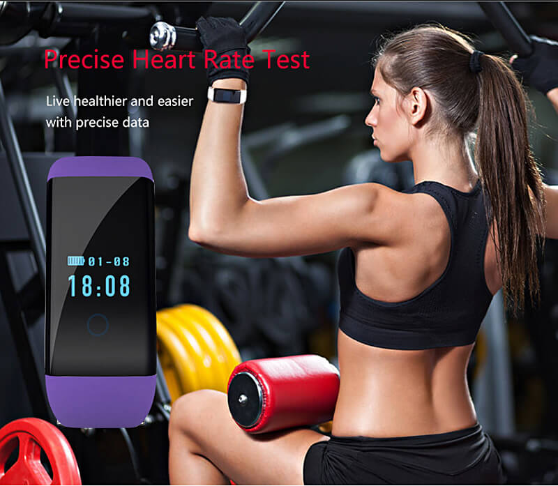 D21 DFit Smart Bracelet Heart Rate Monitor Fitness Tracker Bluetooth 4.0 IP66 Sports Smartband For iOS Android - Purple